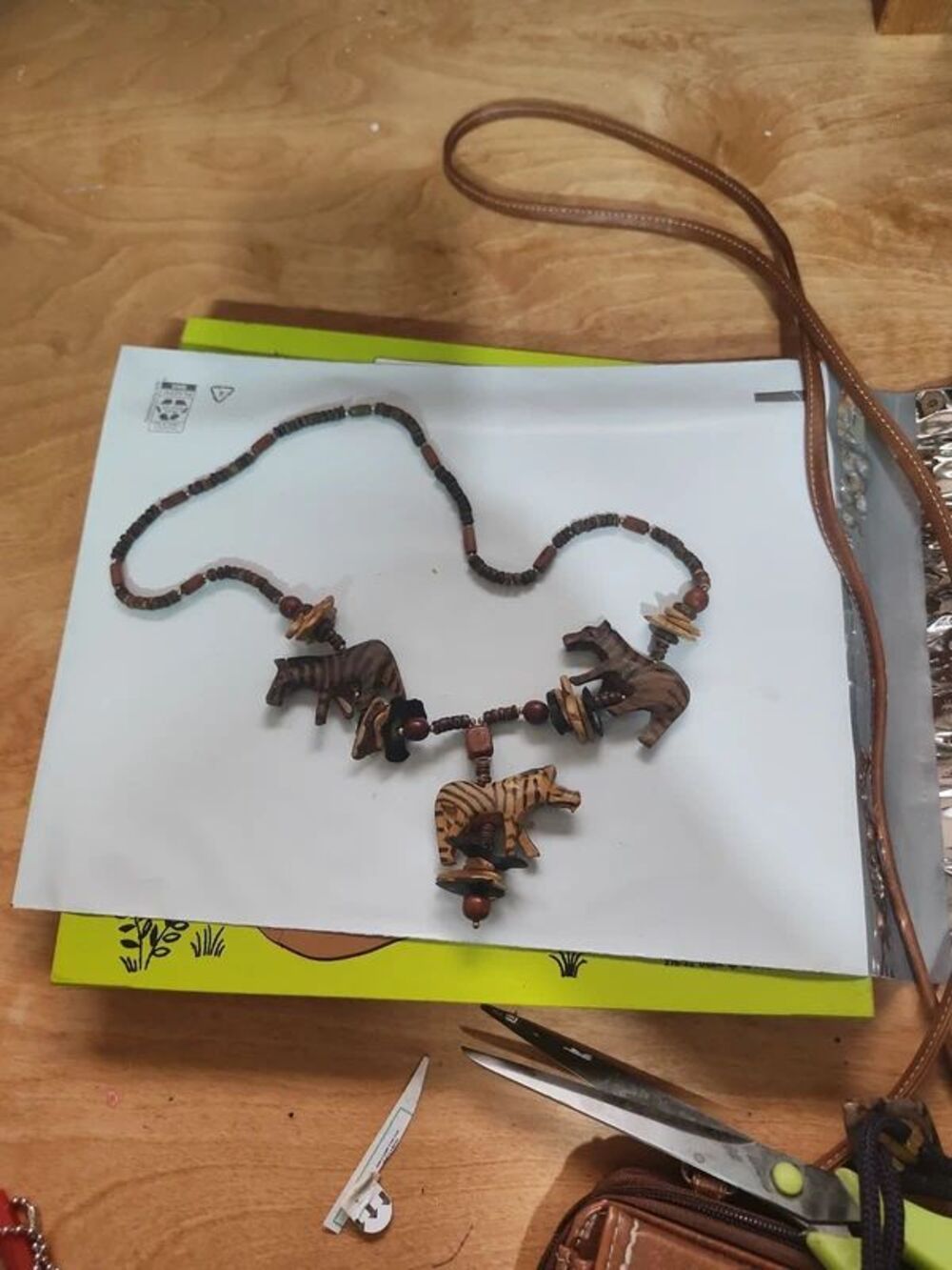 Hand carvved African zebra necklace